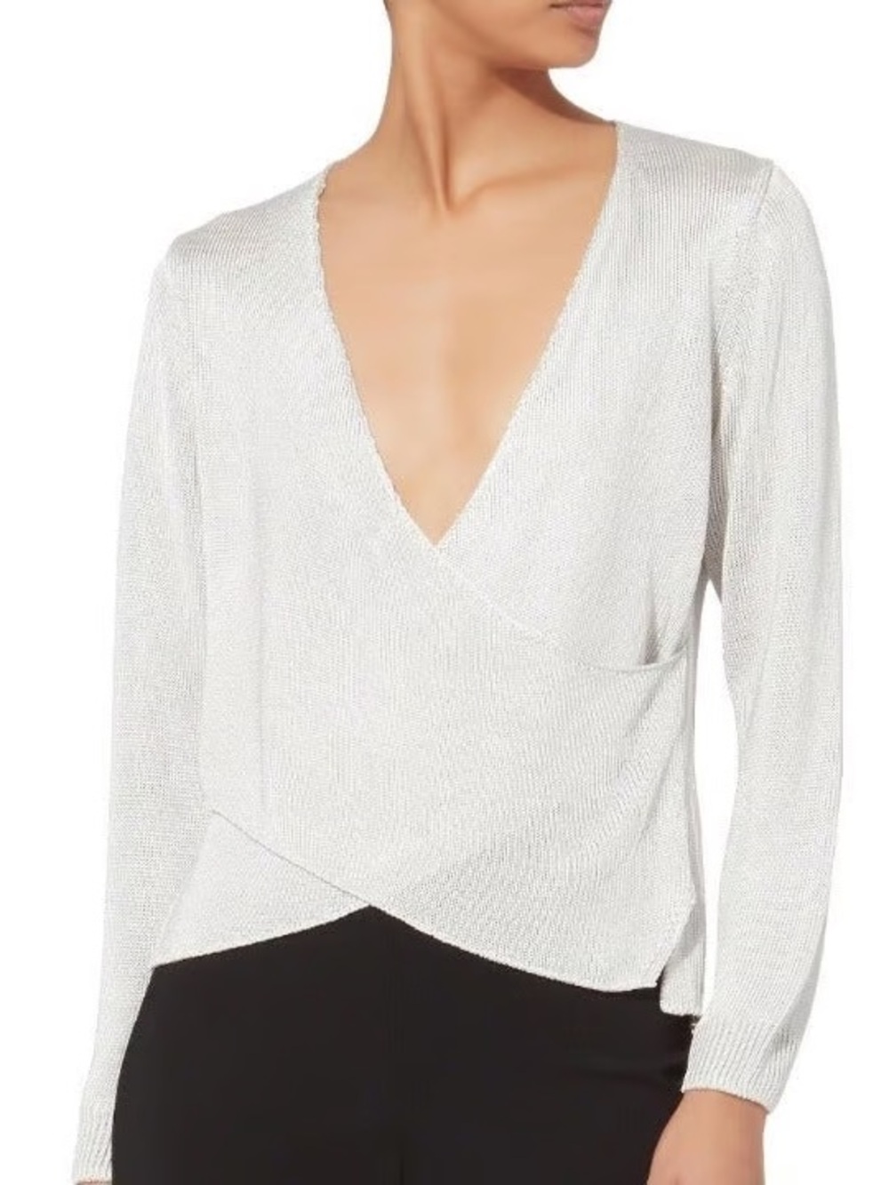 MICHELLE MASON METALLIC CROSSOVER TOP